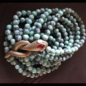 Cobra, multi-tiered aqua beaded bracelet